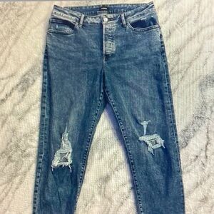 Express Women's Distressed Blue Boyfriend Jeans